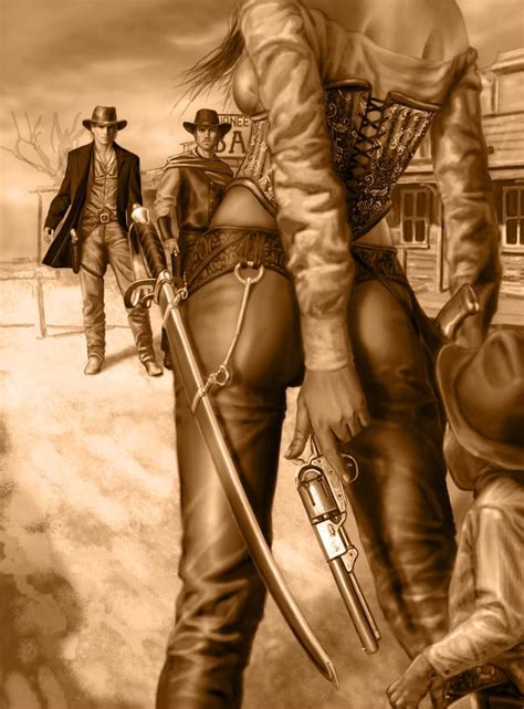 Wild West Western Gunslinger Art Cowgirl Art Sexy Cowgirl