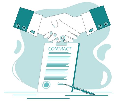 Signing Contract Handshake On The Background Of A Signed Contract The Concept Of A Contract