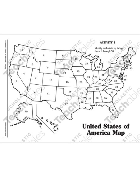 United States Map Numbered