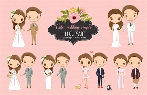 Cute Wedding Couple Clip Art Graphic By Gingerstudio072 · Creative Fabrica