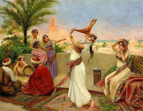Beautiful Arab Arabic Women Dancing Harem Painting Print Etsy