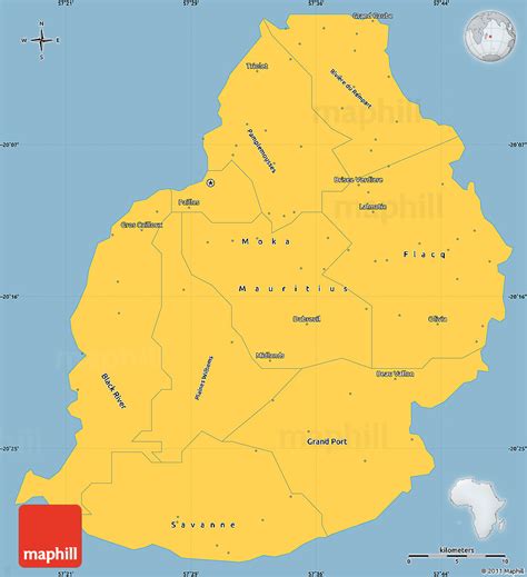 Mauritius is 2000km off the south eastern coast of africa further from the continental mainland than madagascar as you can see from the map below. Savanna Style Simple Map of Mauritius