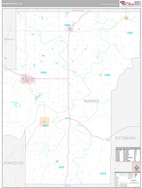 Hughes County Ok Wall Map Premium Style By Marketmaps Mapsales