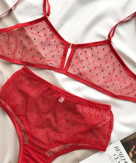 Red Polka Dot Lingerie Set Sexy Lingerie Erotic Lingerie Sexy Etsy