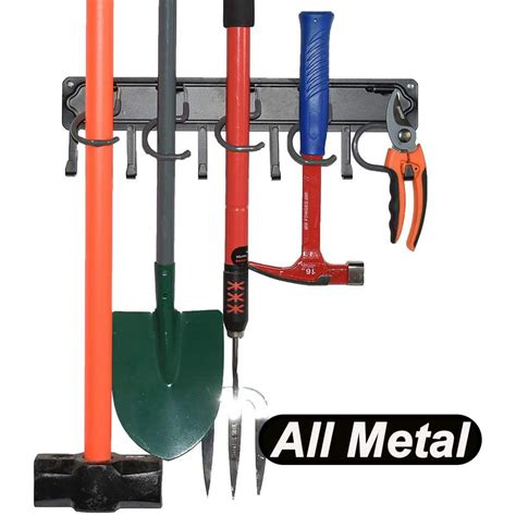 All Metal Garden Tool Organizer Adjustable Garage Wall Organizers And