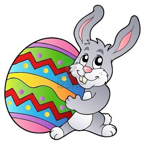 Cartoon Bunny Holding Easter Egg Vector Illustration Easter Bunny