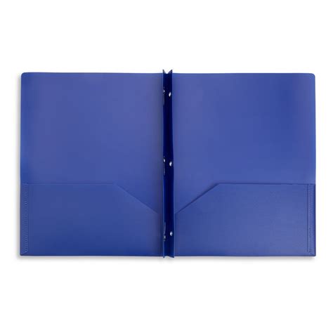 Plastic Two Pocket Folders With Prongs Assorted Colors 30 Pack Blue