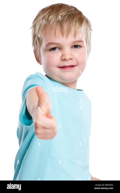 Child Kid Smiling Young Little Boy Success Thumbs Up Isolated On A