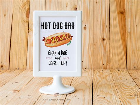 Hot Dog Station Printable Hot Dog Bar Sign Graduation Party Etsy