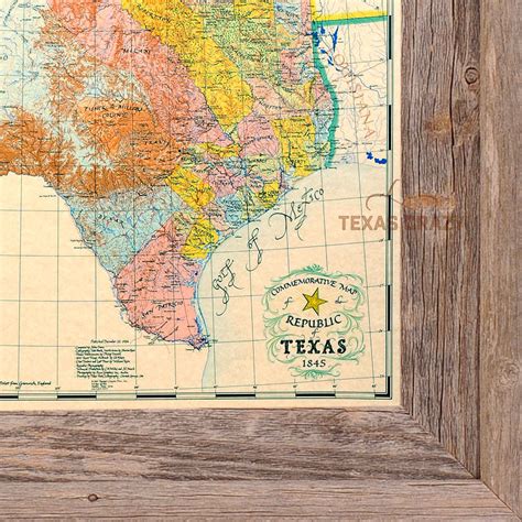 Republic Of Texas Map 1845 Framed Large Historical Map Office Decor
