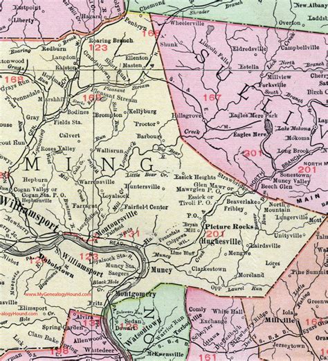 Eastern Lycoming County Pennsylvania On An 1911 Map By Rand Mcnally