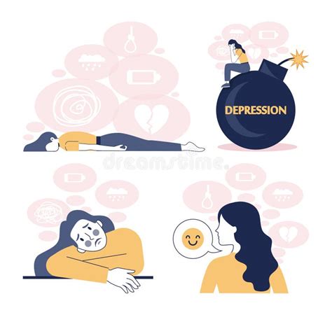 Depression Concept Set Mental Disorder Feeling Of Despair And