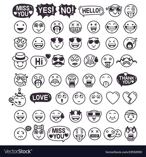 Emoji Emoticons Symbols Icons Set Royalty Free Vector Image