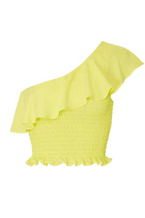 Yellow One Shoulder Ruffle Top By Krisa For 30 Rent The Runway