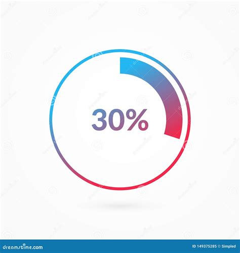 30 Percent Blue And Red Gradient Pie Chart Sign Percentage Vector