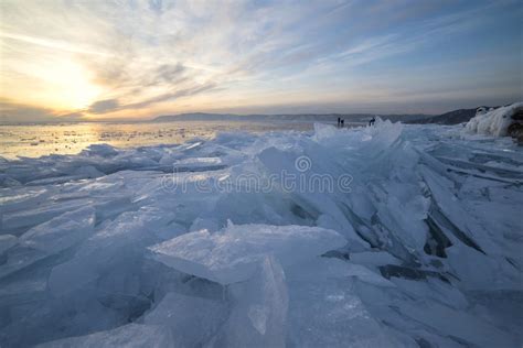Ice Of Baikal Lake At Sunset Stock Image Image Of Sunset Traveler