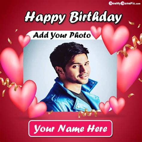 Happy Birthday Greeting Card With Name Photo Frame Wishes Images Edit