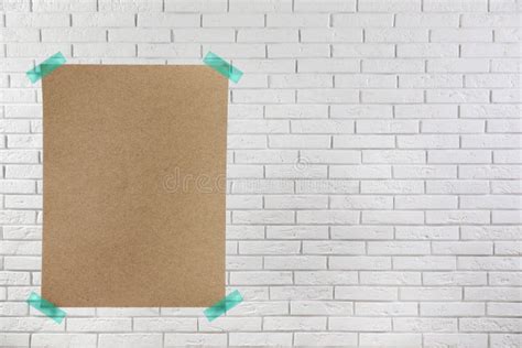 Blank Poster Attached To Brick Wall Space For Design Stock Image