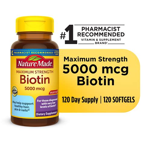 Nature Made Maximum Strength Biotin 5000 Mcg Softgels 120 Count