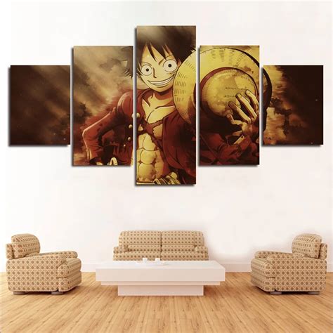 5piece Canvas Art Anime Poster One Piece Painting Home Decor Wall Art