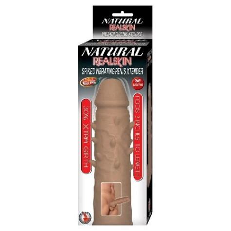 Natural Realskin Spike Vibrating Penis Xtender Brown Sex Toys At
