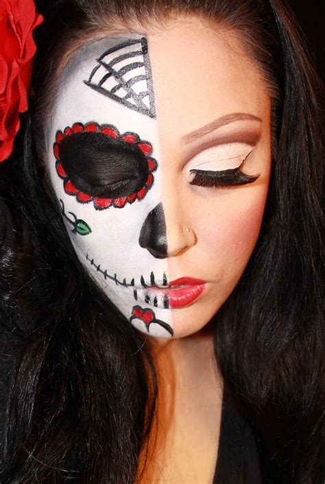Sugar Skull Halloween Makeup Half Face