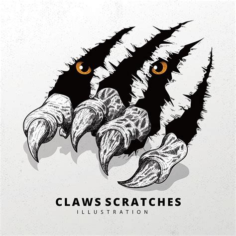 Monster Claw Tearing Action Vector Claws Scratches