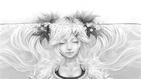 Wallpaper Drawing Illustration Flowers Closed Eyes