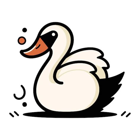 Premium Vector Cute Swan On White Background Vector Illustration In