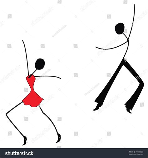 Dancing Man And Woman Stick Figure Stock Vector