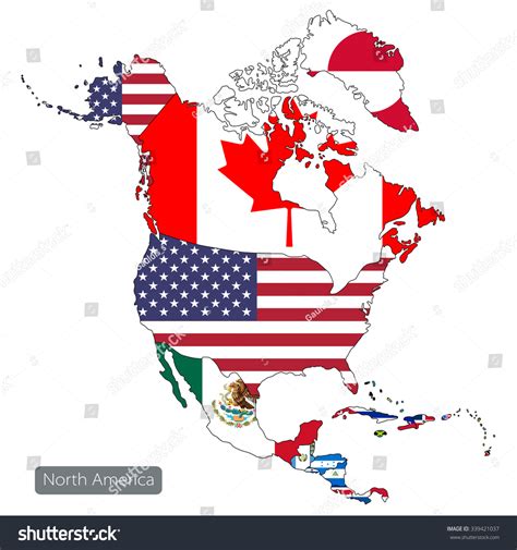 North America Map With Flags Time Zones Map