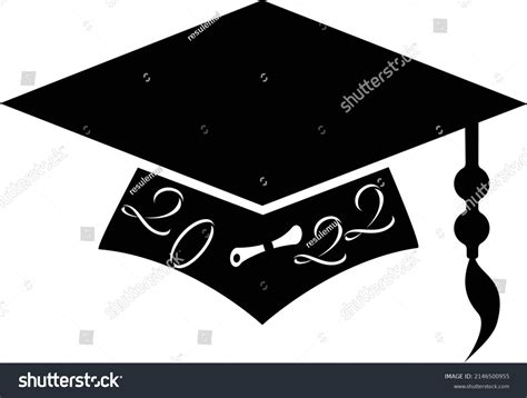 Vektor Stok 2022 Graduation Cap Silhouette Vector Clipart Tanpa
