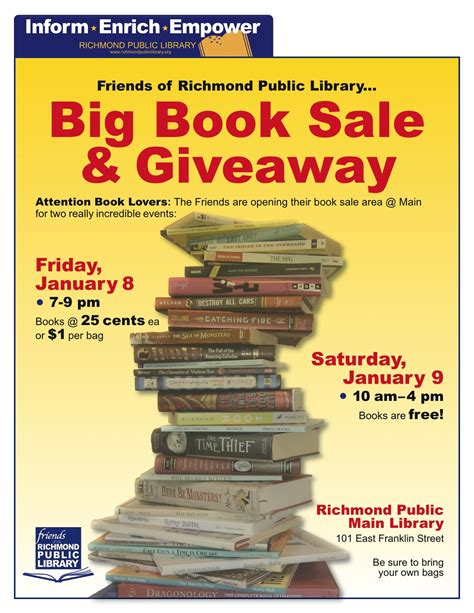 Book Sale And Giveaway Friends Of The Richmond Public Library Friends