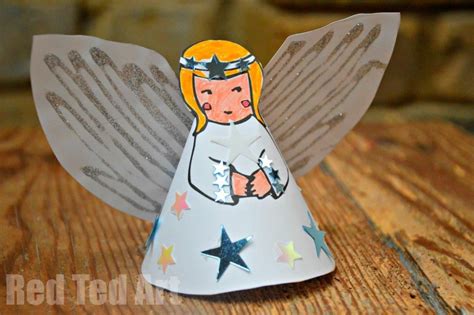 Paper Angel Printable Red Ted Art Kids Crafts Paper Angel Angel