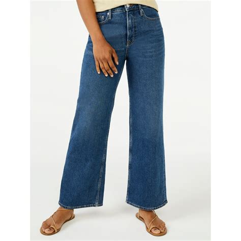 Free Assembly Free Assembly Womens High Rise 70s Wide Leg Straight Jeans