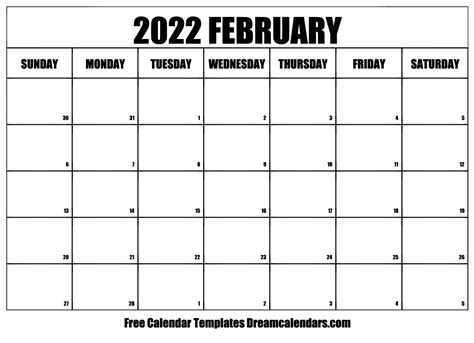 Download Printable February 2022 Calendars