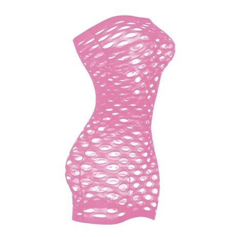 2022 New Fishnet Sexy Holed Lingerie Dress Pink Hot Women Sexy