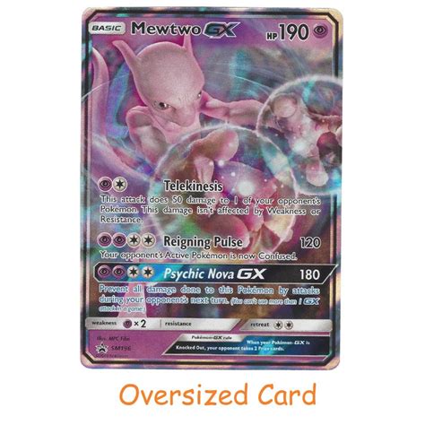 Get the best deals on mewtwo rare pokémon individual cards in english. Pokemon Trading Card Game Mewtwo GX - SM196 - Rare Holo GX - Jumbo Oversized Black Star Promo ...