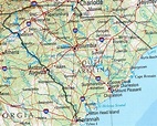 Mapa físico de Carolina del Sur | Gifex