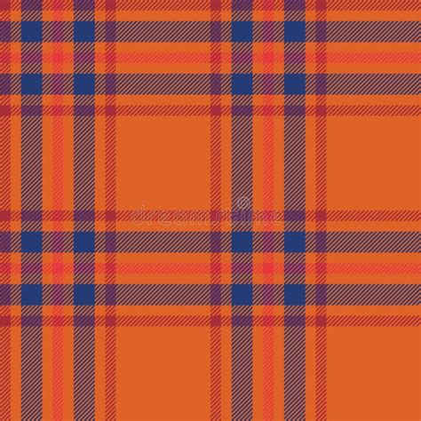 Plaid Seamless Pattern In Orange Check Fabric Texture Stock Vector