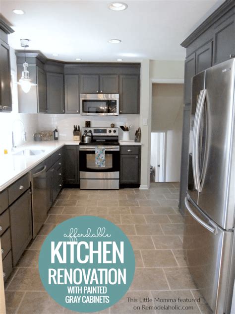 Lighting hugely influences how a paint color looks in a space, so be sure to observe the. Remodelaholic | Painted Dark Grey Kitchen Cabinets in a ...