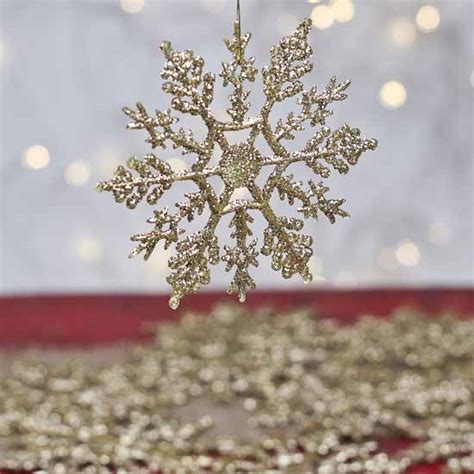 Gold Glitter Snowflake Ornaments Christmas Ornaments Christmas And