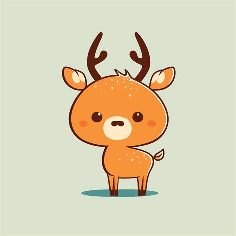 Linda Kawaii Reno Chibi Mascota Vector Dibujos Animados Estilo 23169732