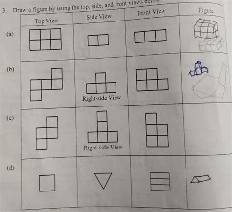 Need To Draw A 3d Figure Based On Top Side And Front View Mathzsolution