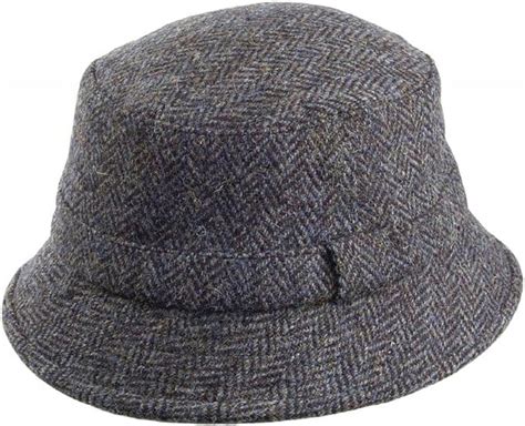 Failsworth Hats Grouse Harris Tweed Bucket Hat Blue Mix Uk