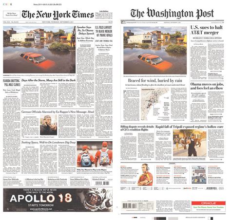 New York Times Washington Post Run Same Front Page Photo Photos