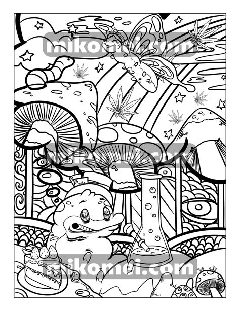 Trippy Coloring Book For Stoners 30 Page Pdf Etsy Australia