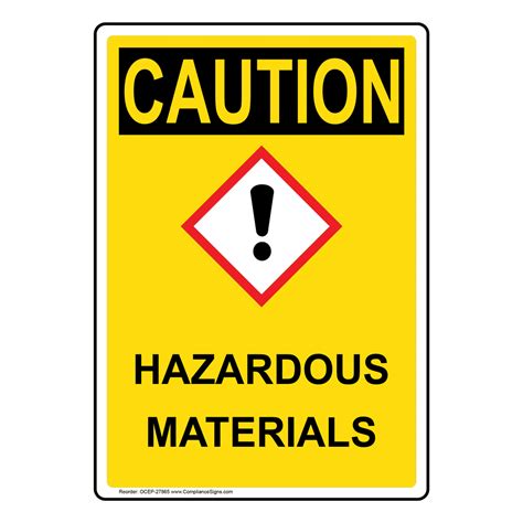 Vertical Hazmat Sign Hazardous Materials OSHA GHS