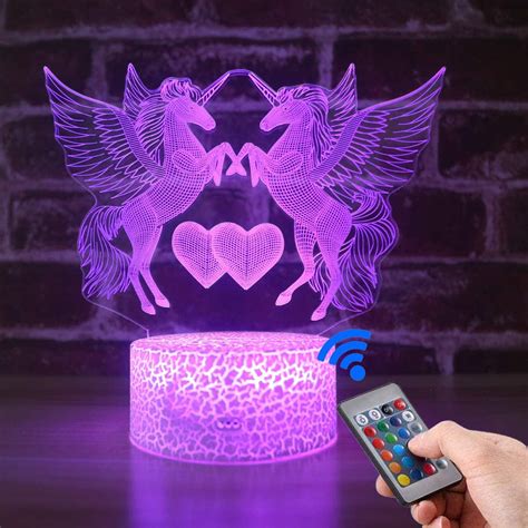 Unicorn 3d Night Light For Girls Birthday T 16 Changing Color Remote