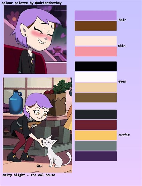 Amity Blight Colour Palette In 2022 Owl House Amity Character Design